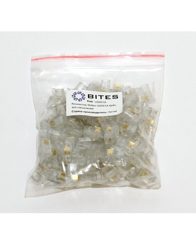 US010A (100шт). Телефонный разъем 4P4C (RJ-11). 5bites в Белгороде