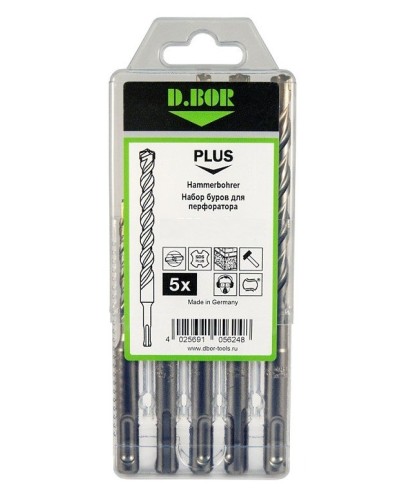 Набор буров SDS-plus V PLUS 5шт, 2-cutting (242030): Набор буров SDS-plus (6х110 мм; 6,8,10,12х160 мм) в Белгороде
