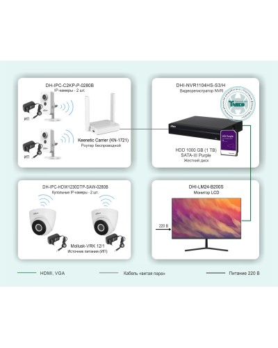 ТСН-029. Беспроводная система видеонаблюдения на основе IP-камер Dahua с использованием Wi-Fi технологии. Dahua в Белгороде