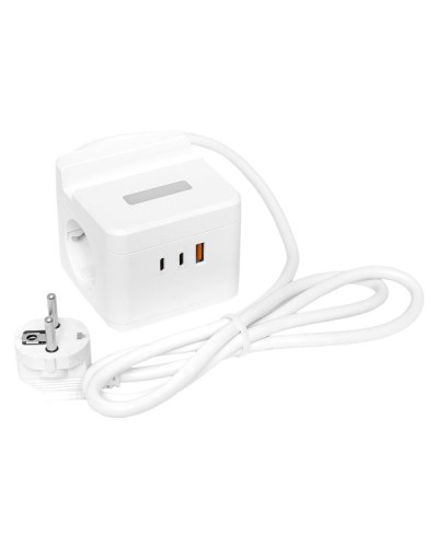Удлинитель Куб 2 гнезда USB + 2Type C с быстрой зарядкой, подставкой под телефон и ночником 1,3 метра 1мм2. Удлинитель Куб. EKF в Белгороде