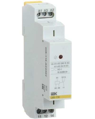 Реле промежуточное модульное OIR 1 контакт 16А 230В AC (OIR-116-AC230V). Реле промежуточное модульное. IEK в Белгороде