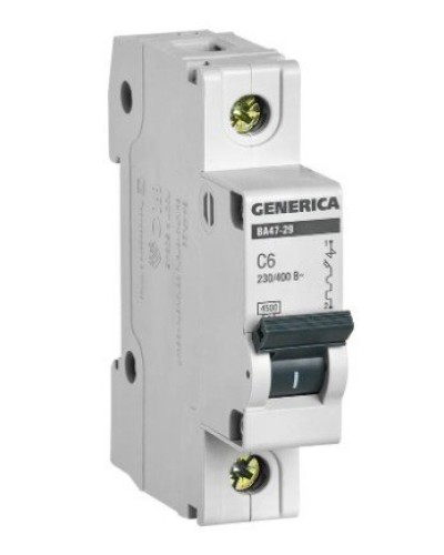 GENERICA ВА47-29 1P C 6А 4,5кА (MVA25-1-006-C). Автоматический выключатель. IEK в Белгороде