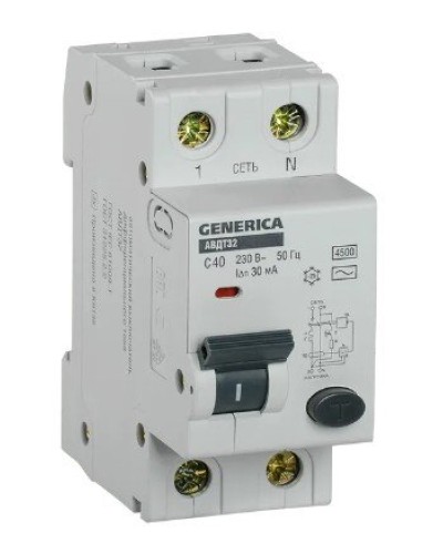 GENERICA АВДТ 32 C40 2Р 30мА (MAD25-5-040-C-30). Автоматический выключатель дифференциального тока. IEK в Белгороде