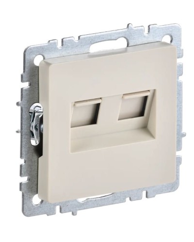 Розетка RJ45 РК10-2-БрКр кат.5E, бежевый BRITE (BR-K20-1-K10). Розетка компьютерная двойная. IEK в Белгороде