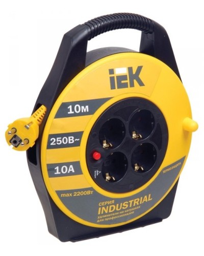 УК10 4 места, 10м (WKP15-16-04-10). Удлинитель на катушке Industrial. IEK в Белгороде
