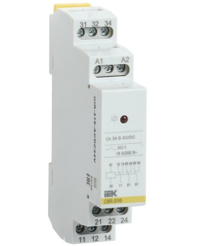 Реле промежуточное модульное OIR 3 контакта 16А 24В AC/DC (OIR-316-ACDC24V). Реле промежуточное модульное. IEK в Белгороде