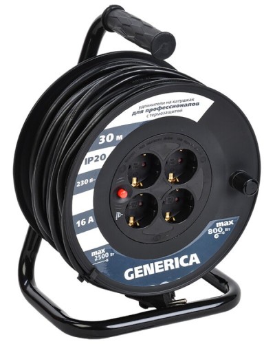 УК20 4 места 2P+PE, 20м GENERICA (WKP20-16-04-20-G). Удлинитель на катушке с термозащитой, 3х1,5кв.мм. IEK в Белгороде