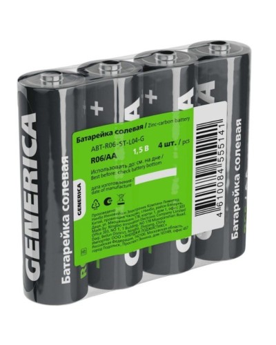 Батарейка солевая R06/AA GENERICA (4 шт) (ABT-R06-ST-L04-G). Батарейка солевая. IEK в Белгороде