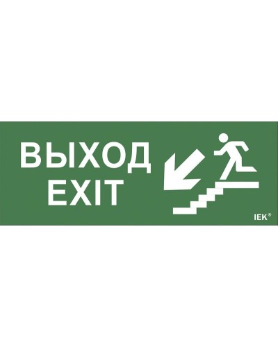 Самоклеящаяся этикетка Выход/лестница вниз/фигура (LPC10-1-24-09-VLVNF). Самоклеящаяся этикетка 240х90 мм. IEK в Белгороде