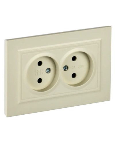 Розетка 2-местная без з/к РС12-2-БрКр бежевый BRITE (BR-R20-10-K10-F). Розетка без заземления без защитных шторок в сборе. IEK в Белгороде