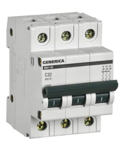 GENERICA ВА47-29 3P C 32А 4,5кА (MVA25-3-032-C). Автоматический выключатель. IEK в Белгороде