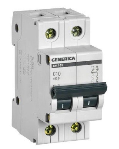 GENERICA ВА47-29 2P C 10А 4,5кА (MVA25-2-010-C). Автоматический выключатель. IEK в Белгороде