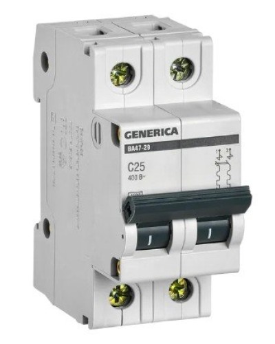GENERICA ВА47-29 2P C 25А 4,5кА (MVA25-2-025-C). Автоматический выключатель. IEK в Белгороде
