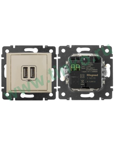 Розетка Valena двойная, USB, слоновая кость (774170). Розетка. LegranD в Белгороде