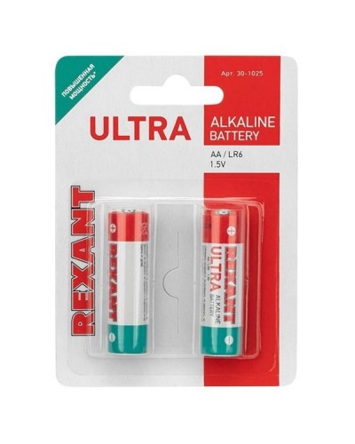 Ультра алкалиновая батарейка AA/LR6 1,5 V 2 шт. блистер REXANT (30-1025). Элемент питания. Rexant в Белгороде