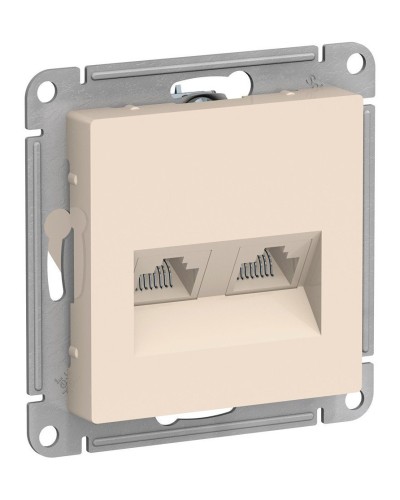 AtlasDesign розетка RJ45+RJ45, 2-местная, скрытой установки, механизм, бежевый (ATN000285). Розетка компьютерная. Systeme Electric в Белгороде
