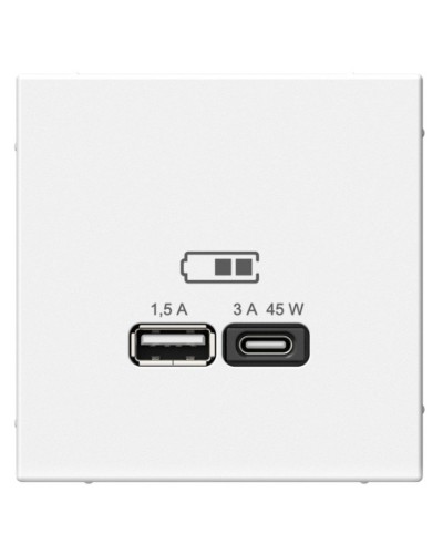 ArtGallery розетка USB тип-A+C 45Вт, скрытой установки, механизм, белый (GAL000129). Розетка USB. Systeme Electric в Белгороде