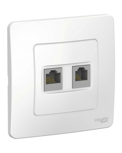 BLANCA розетка RJ45+RJ11 2-местная, кат. 5Е, скрытой установки, белый (BLNIS045111). Розетка компьютерная + телефонная. Systeme Electric в Белгороде
