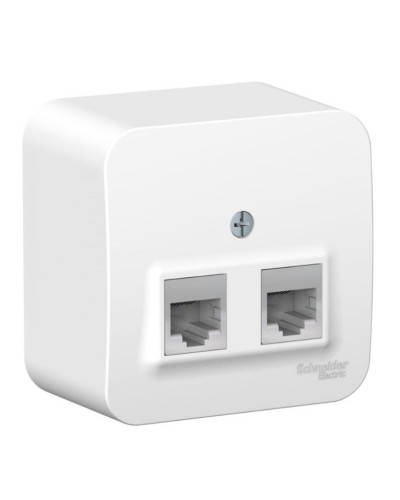 BLANCA розетка RJ11+RJ45, 2-местная, кат. 5Е, открытой установки, белый (BLNIA045111). Розетка компьютерная + телефонная с изолированной пластиной. Systeme Electric в Белгороде
