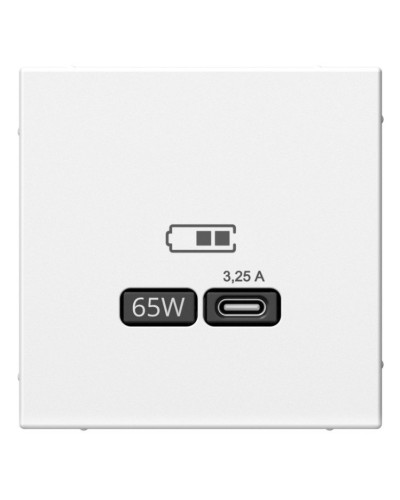 ArtGallery розетка USB тип-С 65Вт высокоскоростной заряд. QC, PD, скрытой установки, механизм, белый (GAL000127). Розетка USB. Systeme Electric в Белгороде