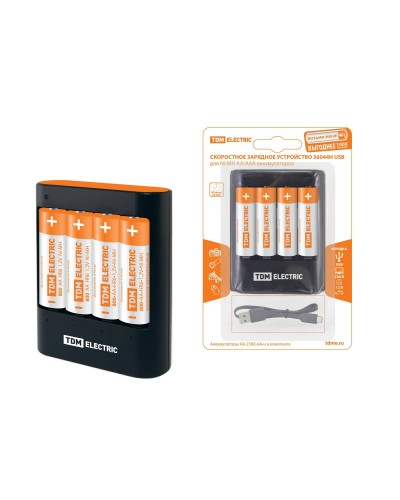 Зарядное устройство 36044Н (3600mA 4слота АА/ААА 4 кан.+4xAA2500 USB) (SQ1702-0101). Зарядное устройство. TDM ЕLECTRIC в Белгороде