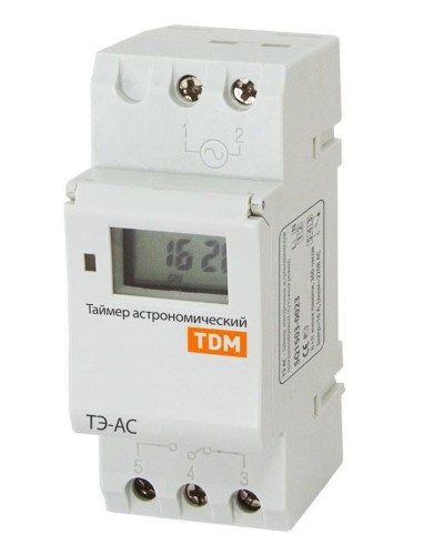 ТЭ-АС-1мин/24ч-8on/off-16А-DIN (астрономический) TDM (SQ1503-0023). Таймер электронный. TDM ЕLECTRIC в Белгороде
