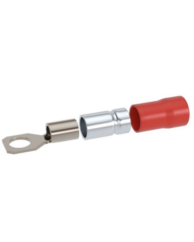 Наконечник НКИ 0,25-1,5 М6 (D6,4мм) с отверстием под винт (100 шт) (2A6P-DS-PVC). Наконечник с отверстием под винт и изолированным фланцем ПВХ, двойная гильза. ДКС в Белгороде
