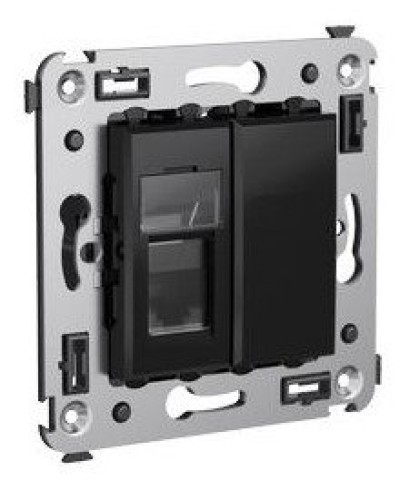 Розетка RJ-45 в стену Avanti одинарная черный квадрат (4402463). Розетка компьютерная. ДКС в Белгороде