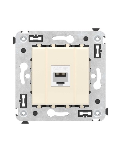 Розетка RJ-45 в стену, кат.5E, Avanti, одинарная, ванильная дымка (4405663). Розетка компьютерная. ДКС в Белгороде