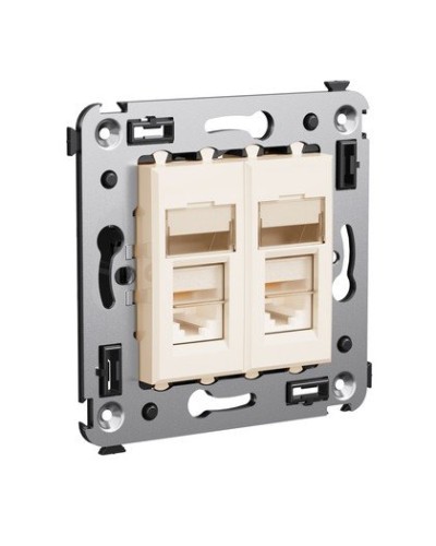 Розетка RJ-45 Avanti в стену двойная экранированная ванильная дымка (4405364). Розетка. ДКС в Белгороде