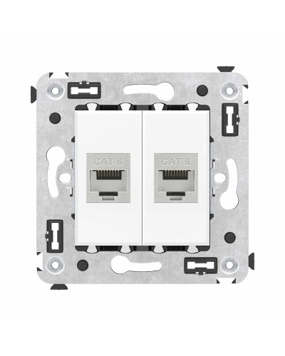 Розетка RJ-45 в стену, кат.6E, Avanti, двойная, белое облако (4400794). Розетка компьютерная модульная. ДКС в Белгороде