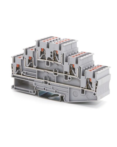 Клемма трехуровневая, зажим push-in, 2.5 кв.мм, синяя (VPR-2.5-3L-BU). Клемма проходная, 6 точки подключения. ДКС в Белгороде