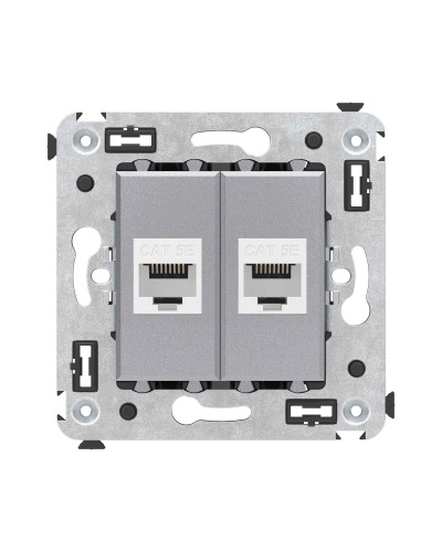 Розетка RJ-45 в стену, кат.5E, Avanti, двойная, закаленная сталь (4404664). Розетка компьютерная. ДКС в Белгороде