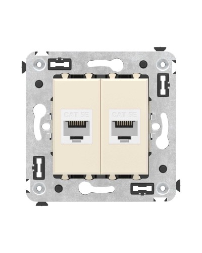 Розетка RJ-45 в стену, кат.5E, Avanti, двойная, ванильная дымка (4405664). Розетка компьютерная. ДКС в Белгороде