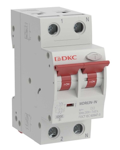 YON max MDR, 1P+N, 30mA, 16A, 6kA, А (MDR63N-1N2C16-A). Автоматический выключатель дифференциального тока. ДКС в Белгороде
