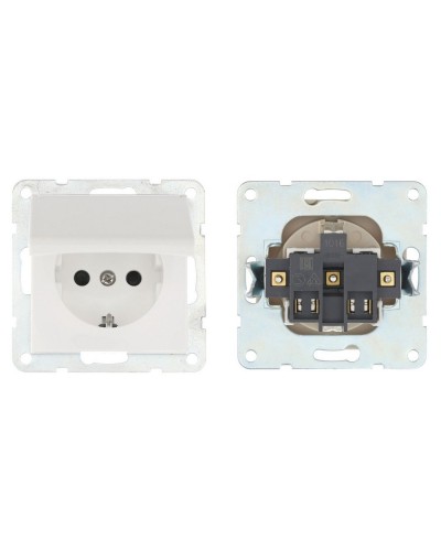 Розетка с з/к, шторками и крышкой, белый LK80 (843404-1). Розетка. Экопласт в Белгороде