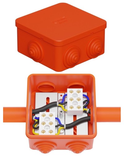 Коробка JBS080 85х85х50, 6 вых., 4P (0,15-10,0 мм²) (43311HF). Коробка монтажная, огнестойкая, без галогена. Экопласт в Белгороде
