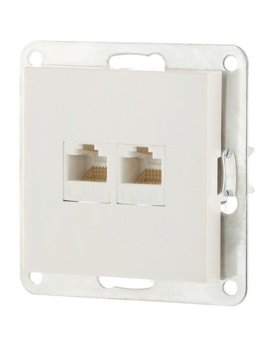 Розетка 2xRJ-45 кат.5е с накладкой, белый LK80 (846204-1). Розетка компьютерная двойная. Экопласт в Белгороде