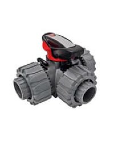 Ecoplast Кран шаровой трехходовой ПВХ D25 (уплотнение TPV, остальное EPDM) с муфтовым окончанием (49448). Кран шаровой, с муфтовым окончанием. Экопласт в Белгороде
