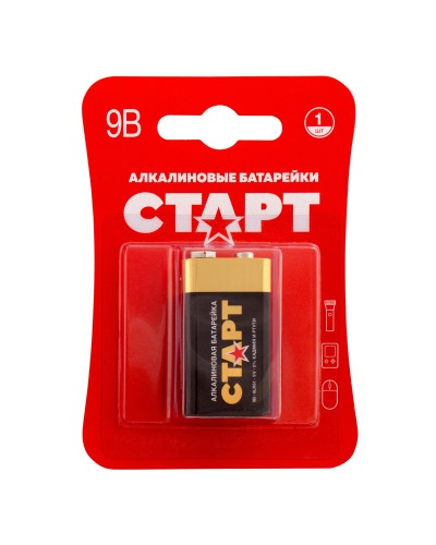 СТАРТ 6LR61-BL1 (9 В, Крона,  6LR61), БЛИСТЕР. Алкалиновая батарейка. СТАРТ в Белгороде