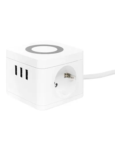 Удлинитель Куб 2 гнезда 3USB 2,4А+зарядное устройство 1,3 метра 1мм2. Удлинитель Куб. EKF в Белгороде