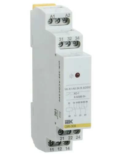 Реле промежуточное модульное OIR 3 контакта 8А 24В AC/DC (OIR-308-ACDC24V). Реле промежуточное модульное. IEK в Белгороде