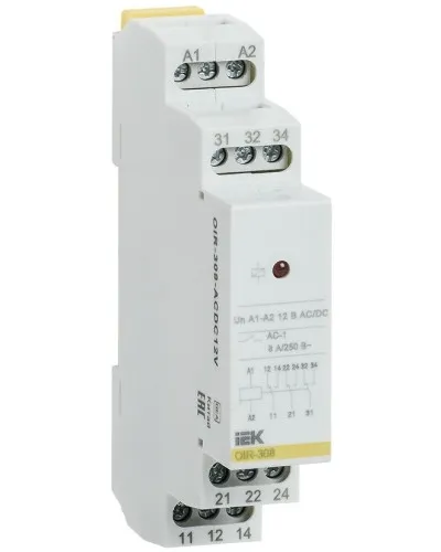 Реле промежуточное модульное OIR 3 контакта 8А 230В AC (OIR-308-AC230V). Реле промежуточное модульное. IEK в Белгороде