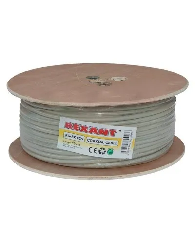 RG-8X, 50 Ом, CCS/Al/A, 75% (01-2021). Кабель коаксиальный радиочастотный. Rexant в Белгороде