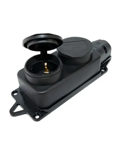 Розетка двухместная 2Р+РЕ 16А 250В IP44 (SQ0612-0010). Розетка двухместная с заглушками каучук. TDM ЕLECTRIC в Белгороде