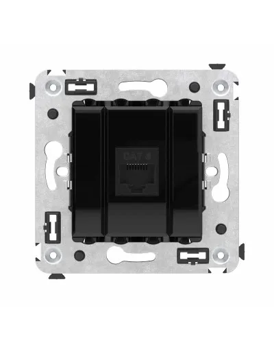 Розетка RJ-45 в стену, кат.6E, Avanti, одинарная, черный квадрат (4402693). Розетка компьютерная. ДКС в Белгороде