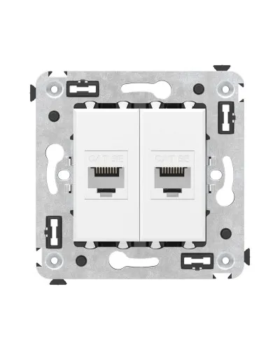 Розетка RJ-45 в стену, кат.5E, Avanti, двойная, белое облако (4400664). Розетка компьютерная. ДКС в Белгороде
